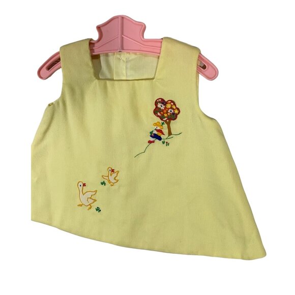 Vintage Handmade Pastel Yellow Embroidered Retro A-Line Dress - Picture 5 of 6